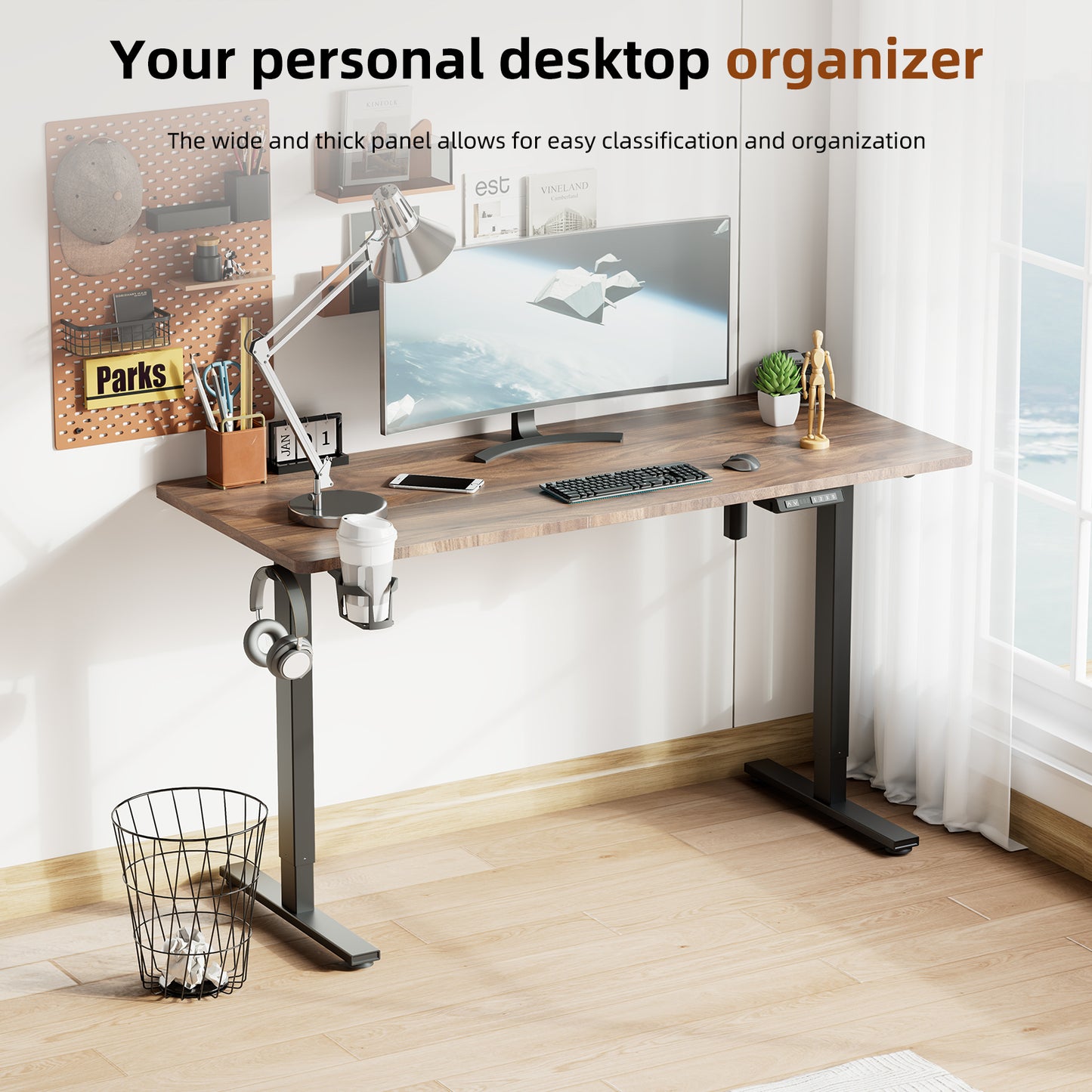 Height-Adjustable Sit-Stand Desk with memory Function and Anti-Collision, USB-A and Type-C Ports, Adjustable Height 69-120cm, Home Office Computer Desk