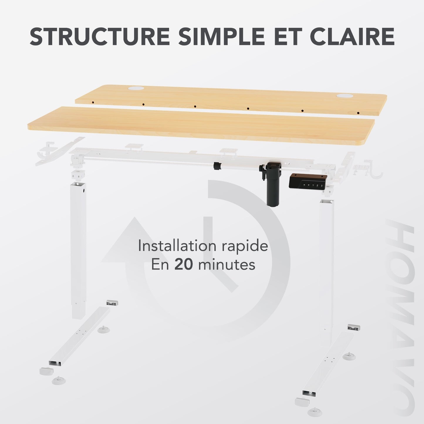 Sit-Stand Desk, Electrically Height-Adjustable Desk with Memory Function and Anti-Collision Technology, Sturdy and Durable, Quiet Motor, Height Range 70–117 cm