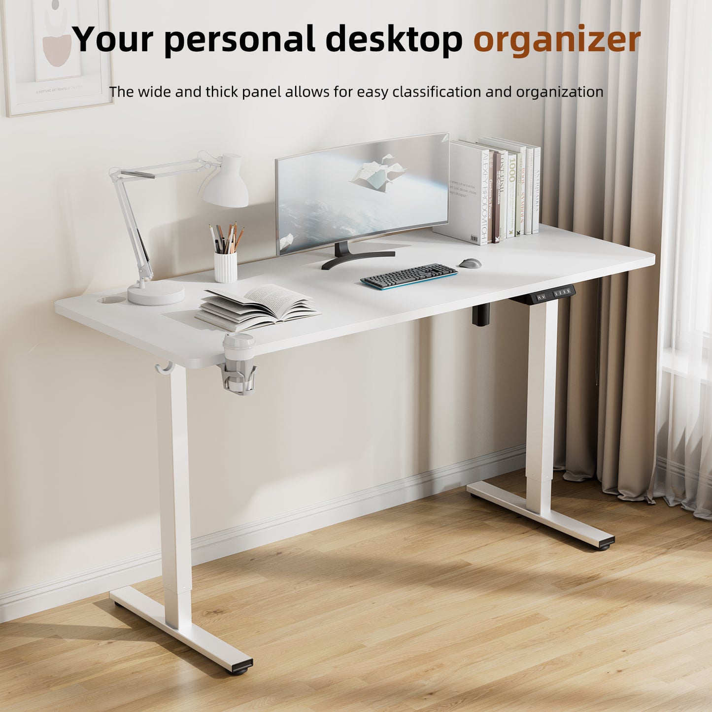 Height-Adjustable Sit-Stand Desk with memory Function and Anti-Collision, USB-A and Type-C Ports, Adjustable Height 70-119cm, Home Office Computer Desk