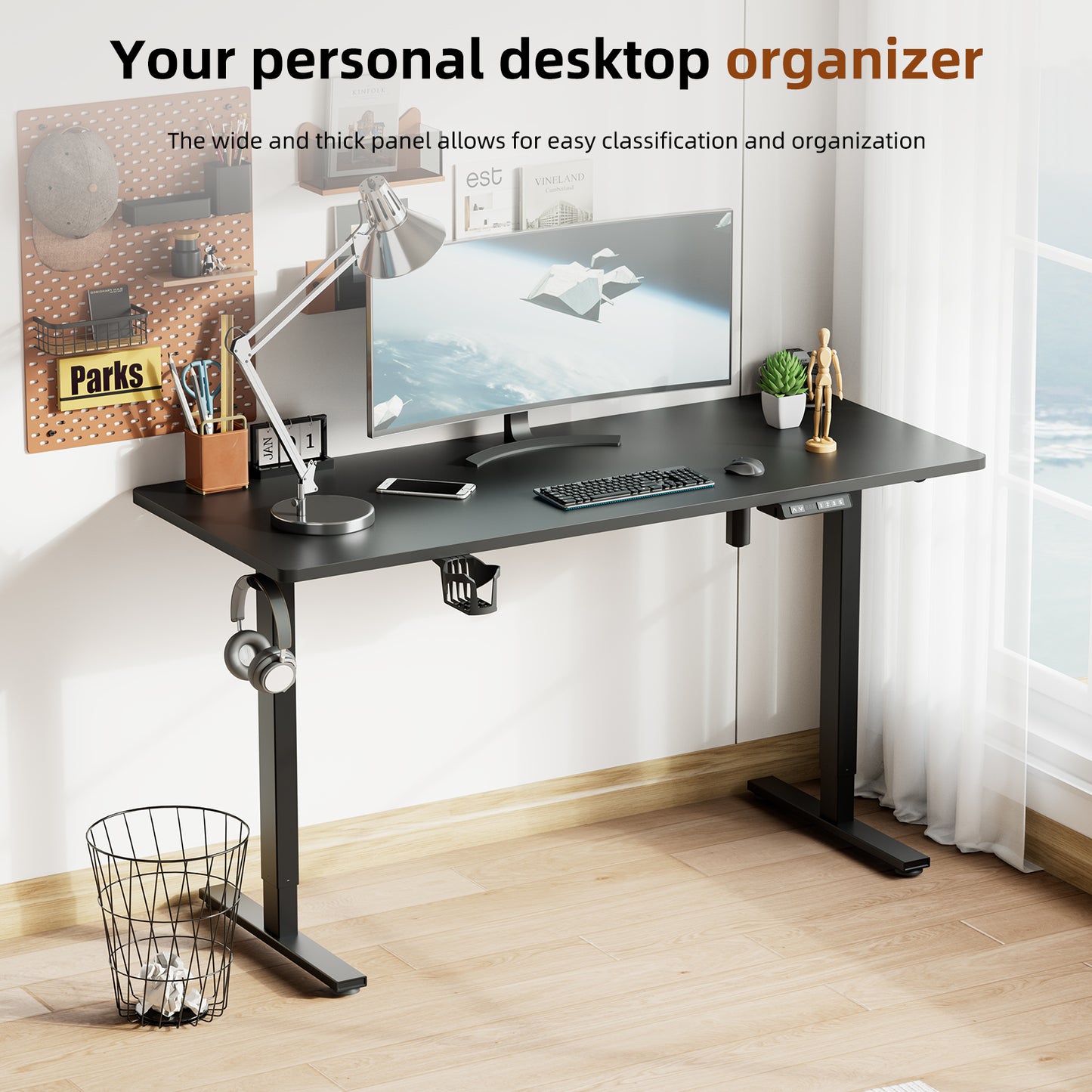 Height-Adjustable Sit-Stand Desk with memory Function and Anti-Collision, USB-A and Type-C Ports, Adjustable Height 70-119cm, Home Office Computer Desk