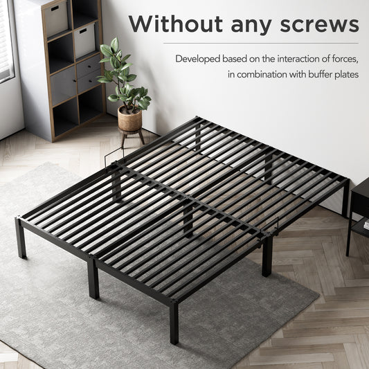 HOMAVO Metal Bed Frame, Minimalist Design, Sturdy, Quiet, Anti-Slip,Tool-Free Assembly, Durable and Rust-Resistant
