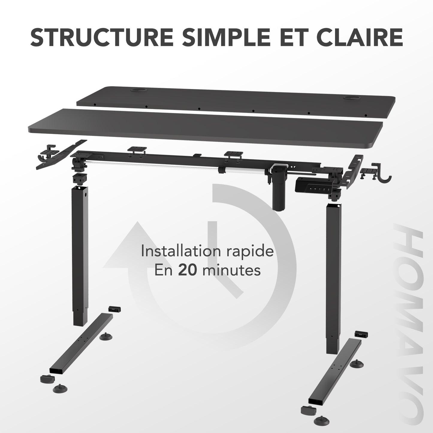 Sit-Stand Desk, Electrically Height-Adjustable Desk with Memory Function and Anti-Collision Technology, Sturdy and Durable, Quiet Motor, Height Range 70–117 cm