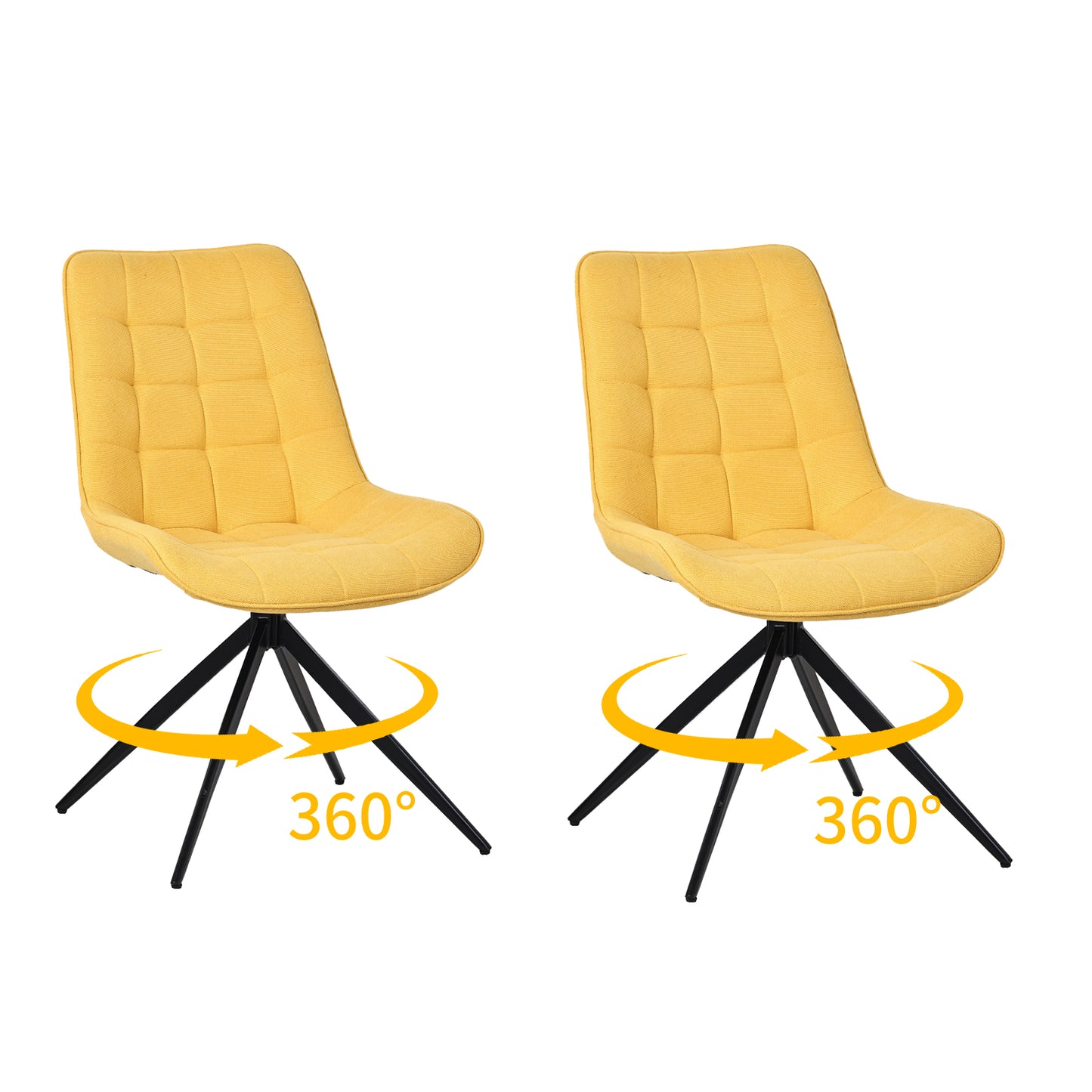 HOMAVO Set of 2 Modern Ergonomic Dining & Office Chairs – Comfortable 360° Swivel Chairs