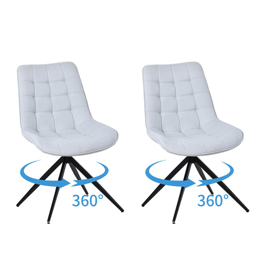 HOMAVO Set of 2 Modern Ergonomic Dining & Office Chairs – Comfortable 360° Swivel Chairs