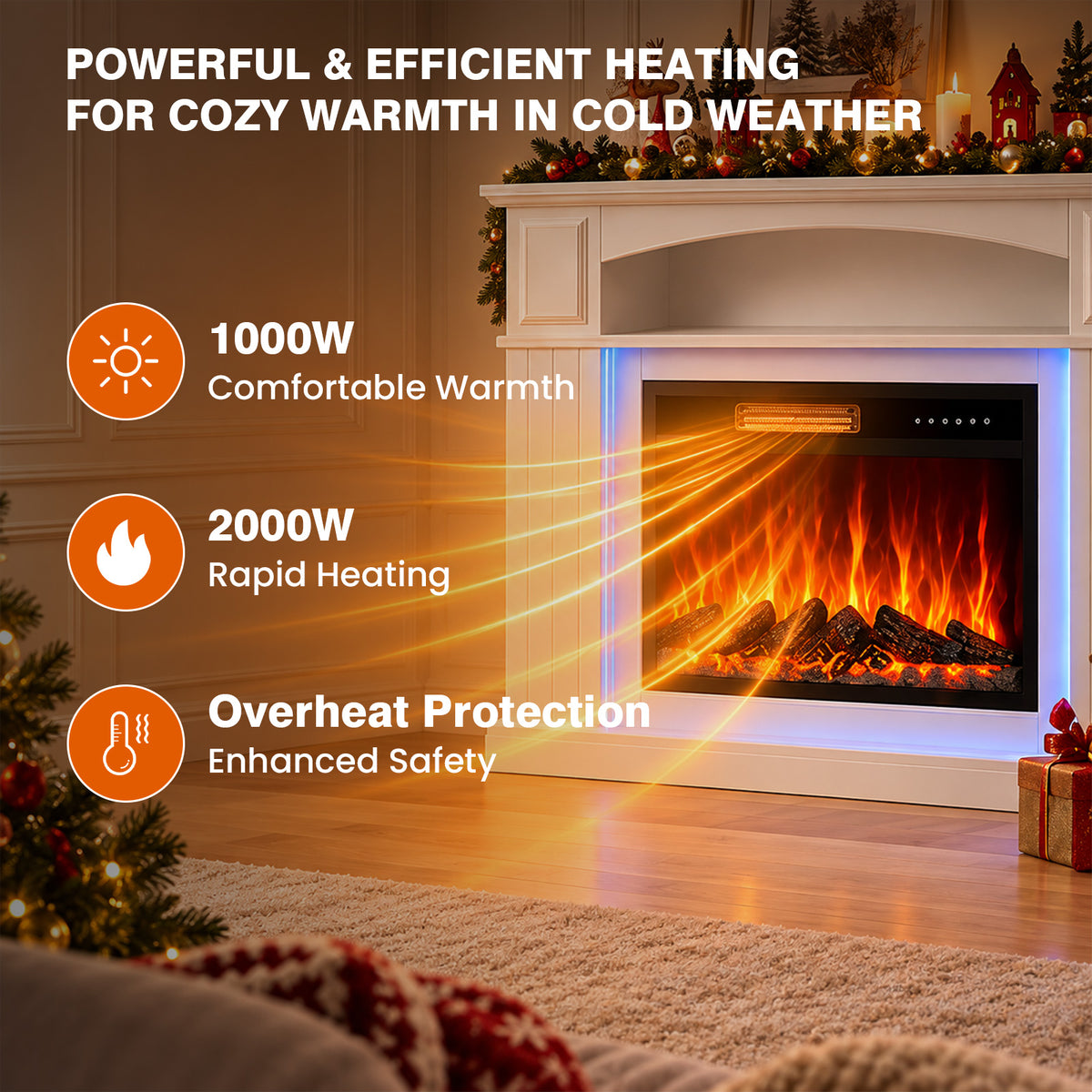 Electric Fireplace Cabinet with Remote Control — 14″ to 50″