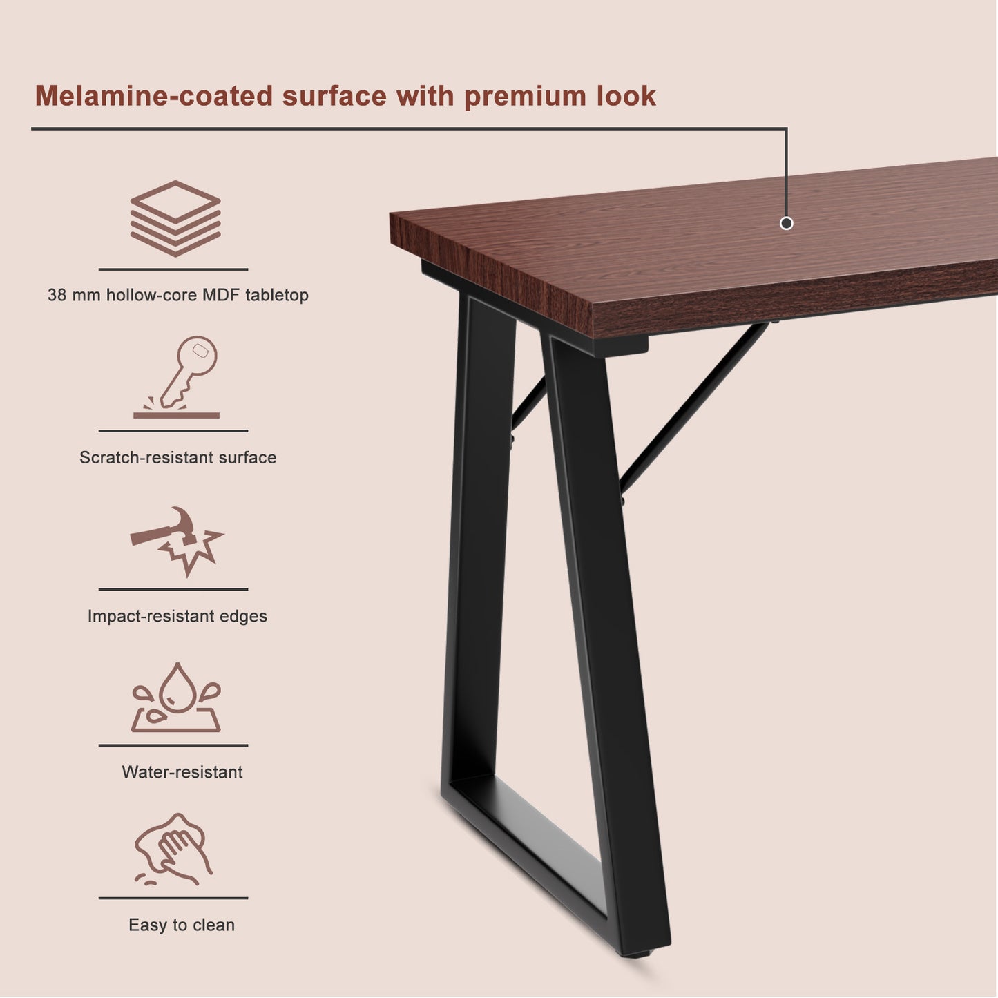HOMAVO Modern Dining Table – Stylish & Durable Table for 4-6 People, 120×60 or 140×80×75 cm