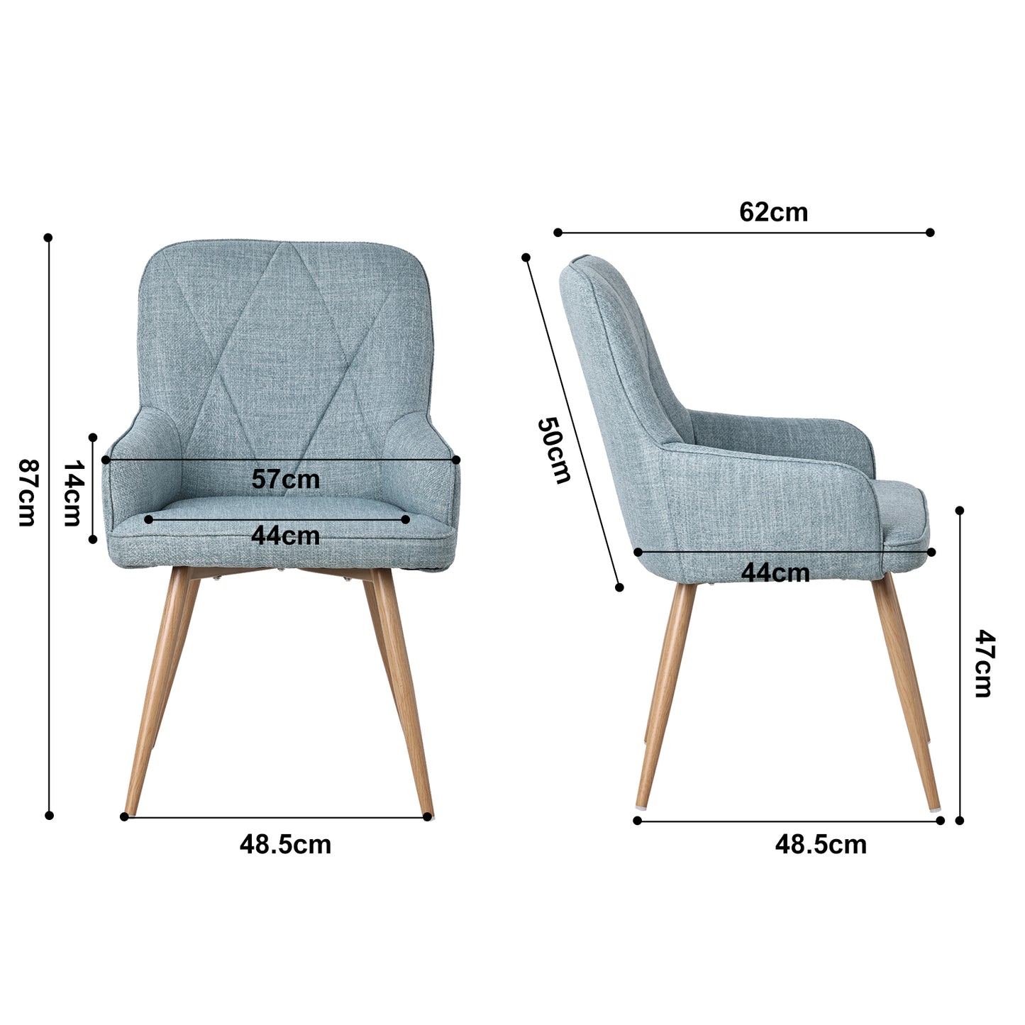 HOMAVO Set of 2 Modern Dining, Living Room & Office Chairs – Ergonomic & Durable Seating