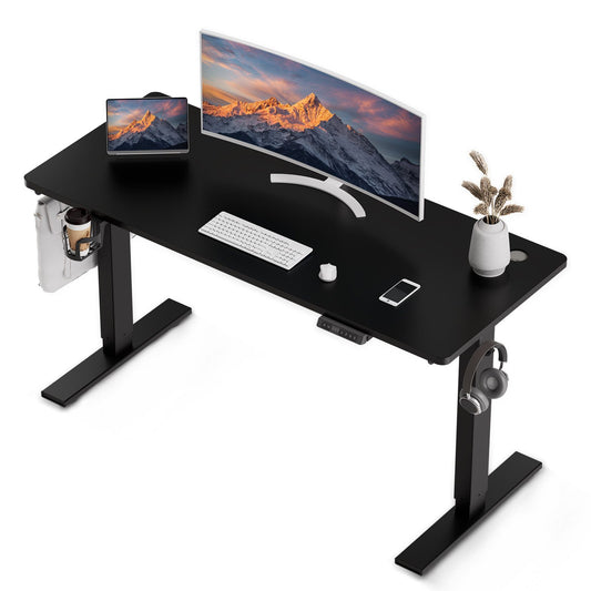 Height-Adjustable Sit-Stand Desk with memory Function and Anti-Collision, USB-A and Type-C Ports, Adjustable Height 70-119cm, Home Office Computer Desk