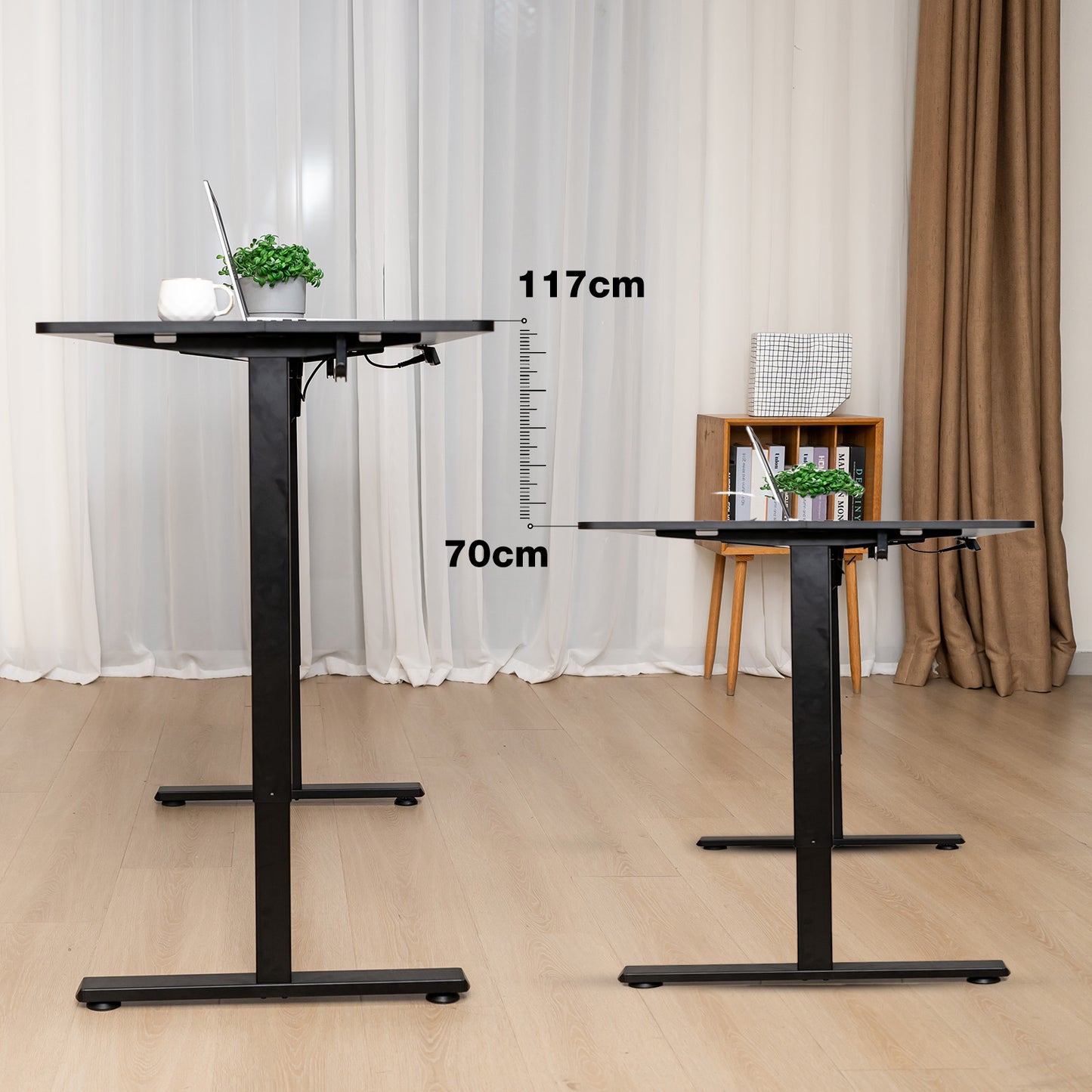 Sit-Stand Desk, Electrically Height-Adjustable Desk with Memory Function and Anti-Collision Technology, Sturdy and Durable, Quiet Motor, Height Range 70–117 cm