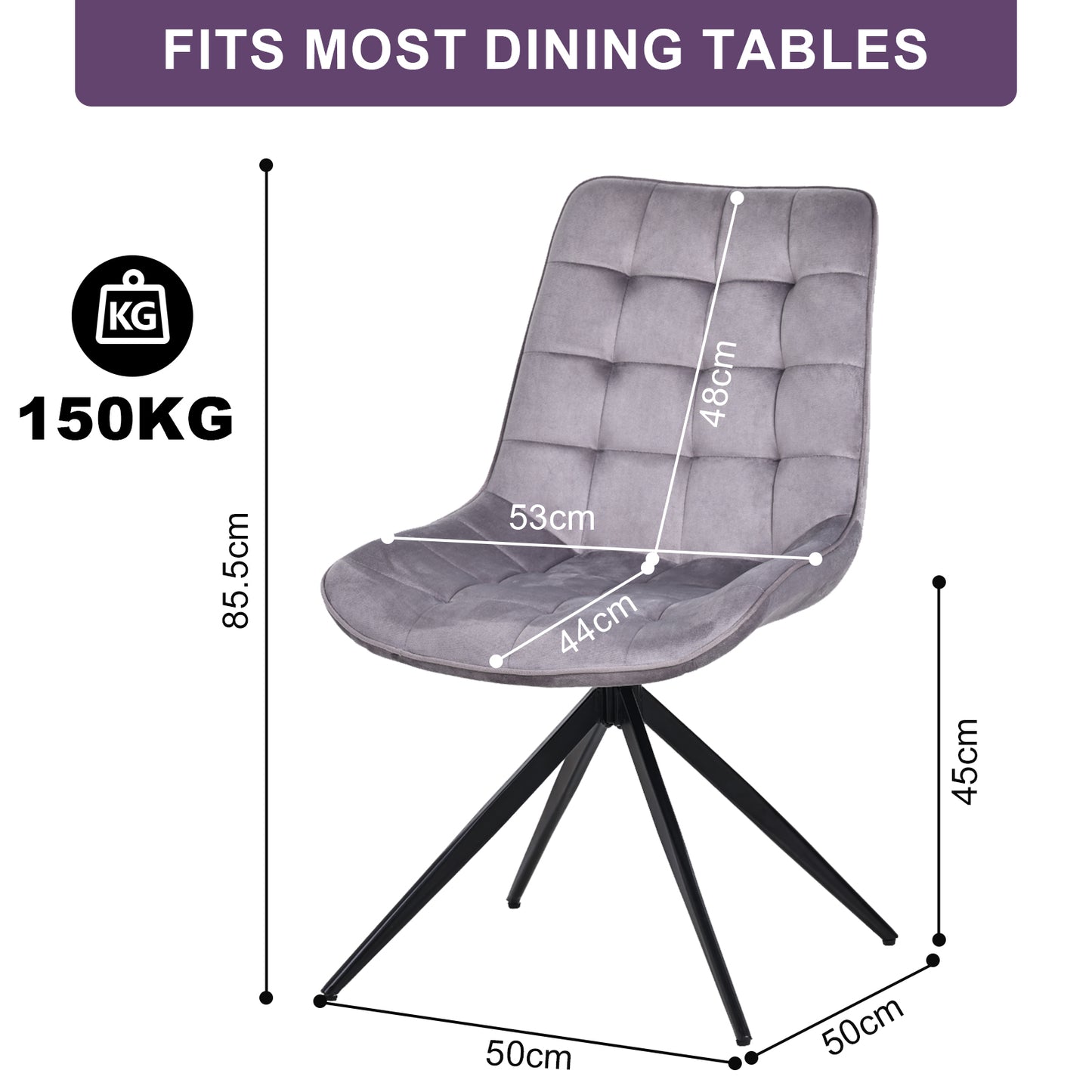 HOMAVO Set of 2 Modern Ergonomic Dining & Office Chairs – Comfortable 360° Swivel Chairs