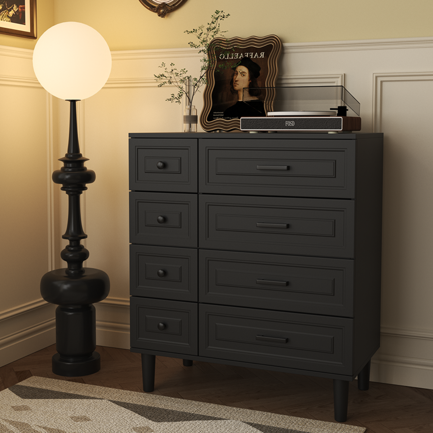 HOMAVO Modern Dresser 74×90 cm – 8 Spacious Drawers Storage Cabinet with Durable Melamine Surface