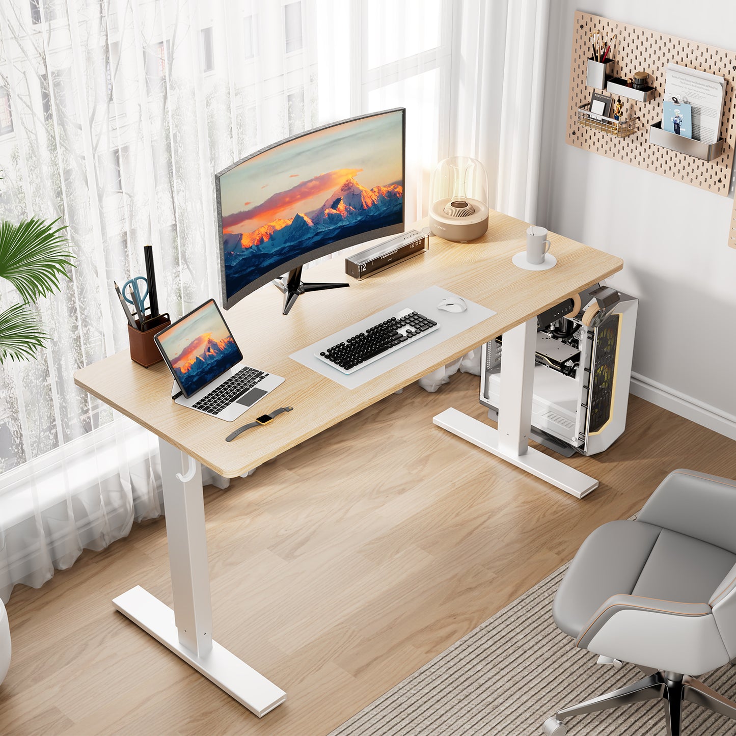 Sit-Stand Desk, Electrically Height-Adjustable Desk with Memory Function and Anti-Collision Technology, Sturdy and Durable, Quiet Motor, Height Range 70–117 cm