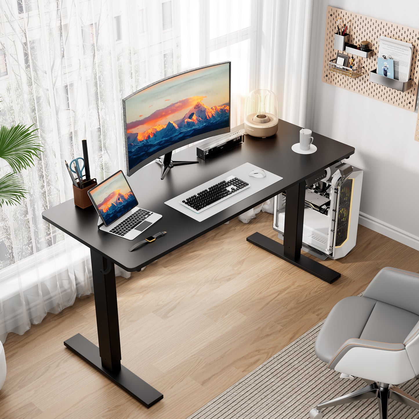 Sit-Stand Desk, Electrically Height-Adjustable Desk with Memory Function and Anti-Collision Technology, Sturdy and Durable, Quiet Motor, Height Range 70–117 cm