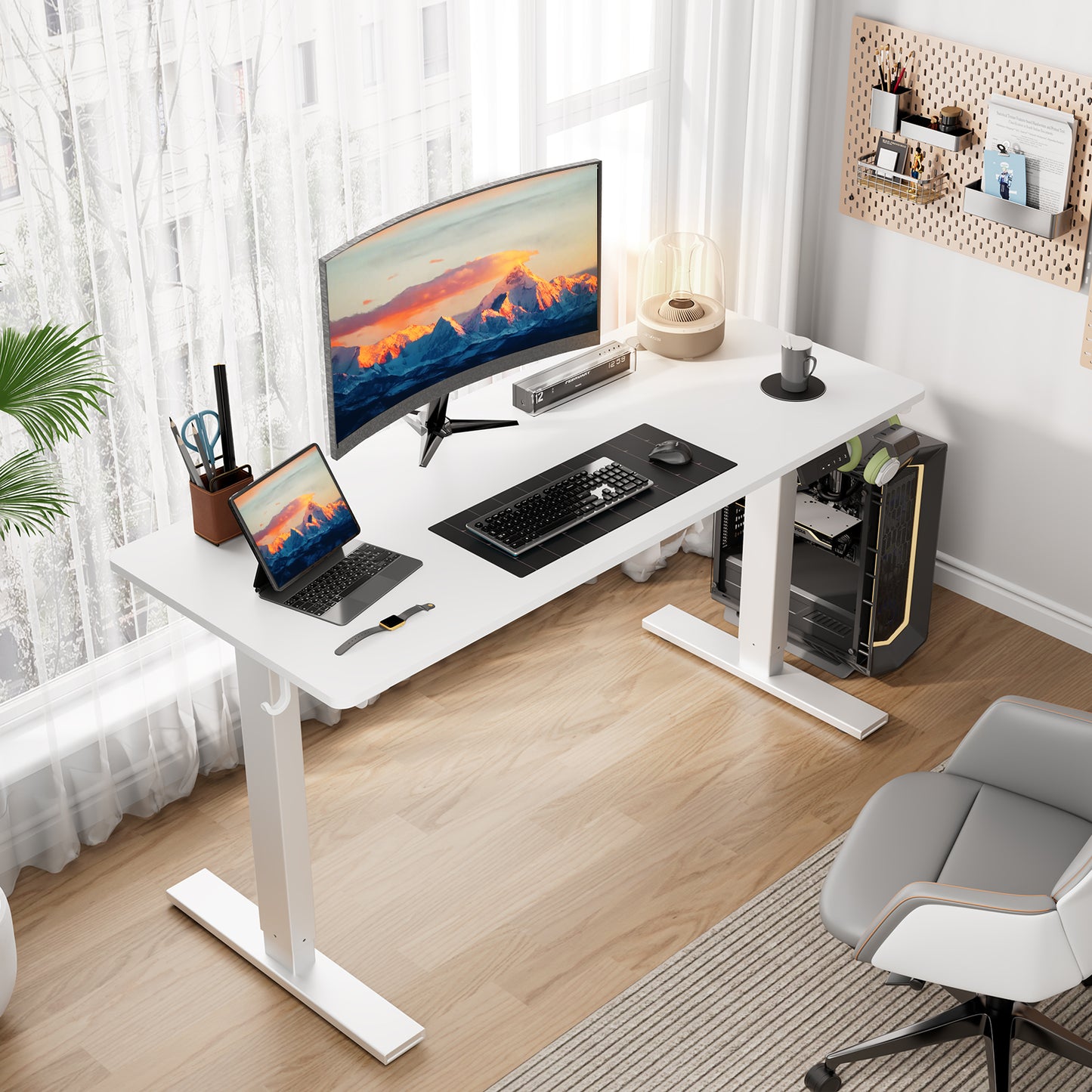 Sit-Stand Desk, Electrically Height-Adjustable Desk with Memory Function and Anti-Collision Technology, Sturdy and Durable, Quiet Motor, Height Range 70–117 cm