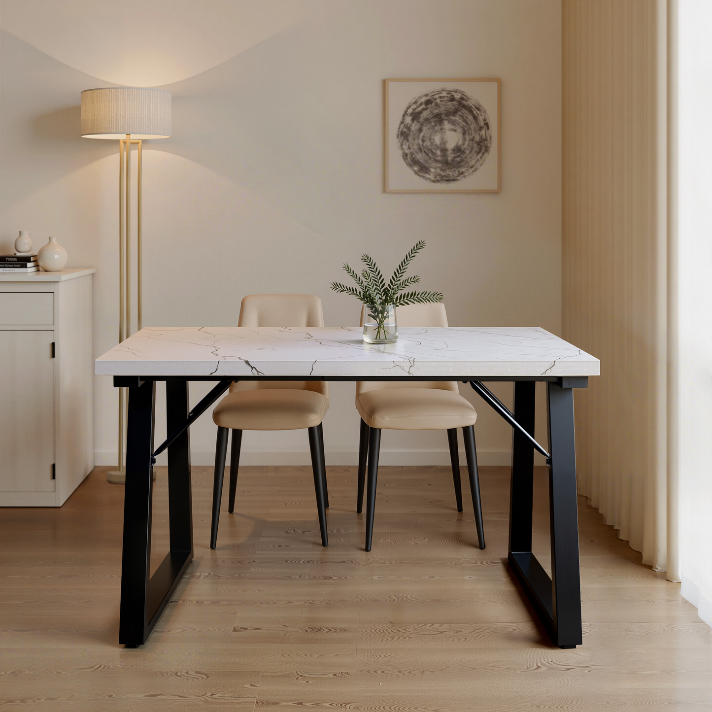 HOMAVO Modern Dining Table – Stylish & Durable Table for 4-6 People, 120×60 or 140×80×75 cm