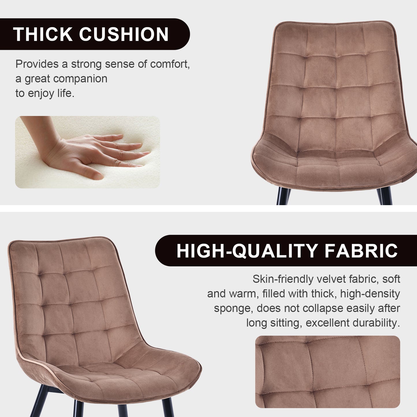 HOMAVO Set of 2 Modern Ergonomic Dining Chairs – Comfortable 47×43 cm Seat for Dining Room, Living Room & Office