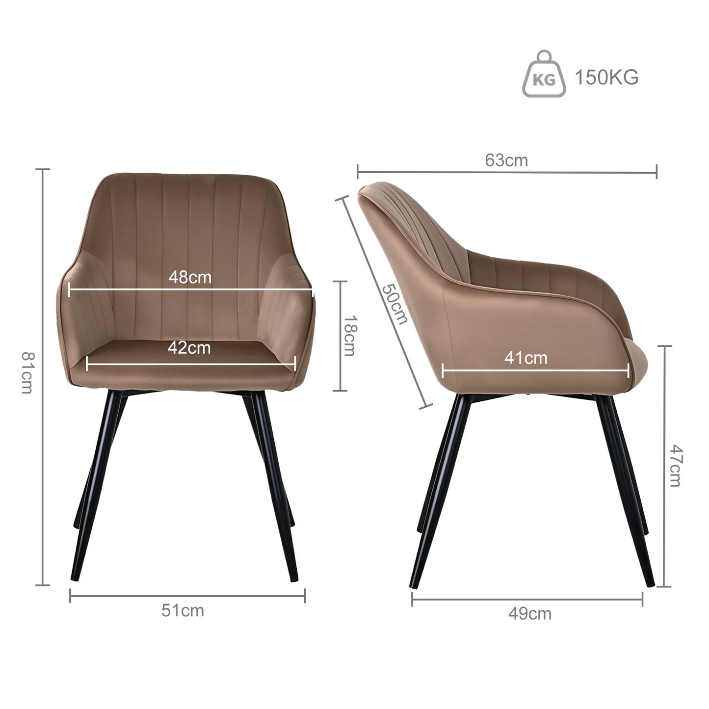 HOMAVO Set of 2 Modern Ergonomic Dining & Office Chairs – Comfortable Living Room Seating