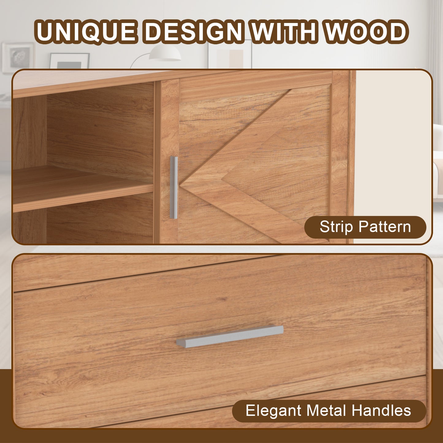 HOMAVO 160cm Modern TV Stand – 3 Drawers & 2 Sliding Doors | FSC Wood Storage Cabinet