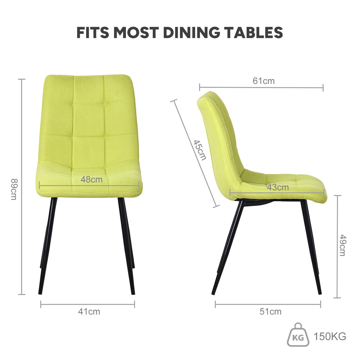 Upholstered Armless Dining Chairs – Sets of 2, 4 or 6