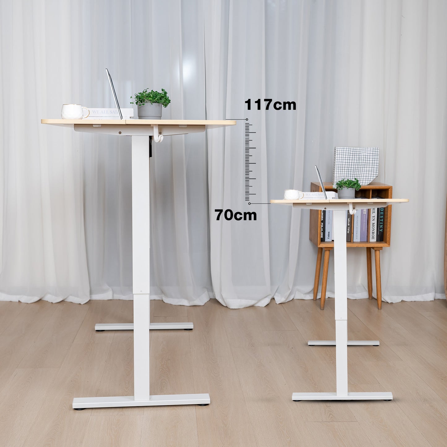 Sit-Stand Desk, Electrically Height-Adjustable Desk with Memory Function and Anti-Collision Technology, Sturdy and Durable, Quiet Motor, Height Range 70–117 cm