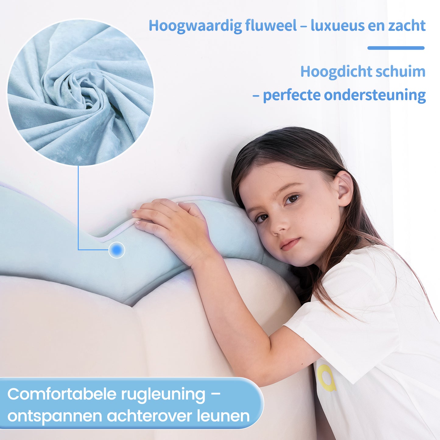 HOMAVO Kids Bed, Floating Bed, Prince/Princess Dream Bed, Cloud-Shaped Bed, LED Music Light, Sturdy Frame