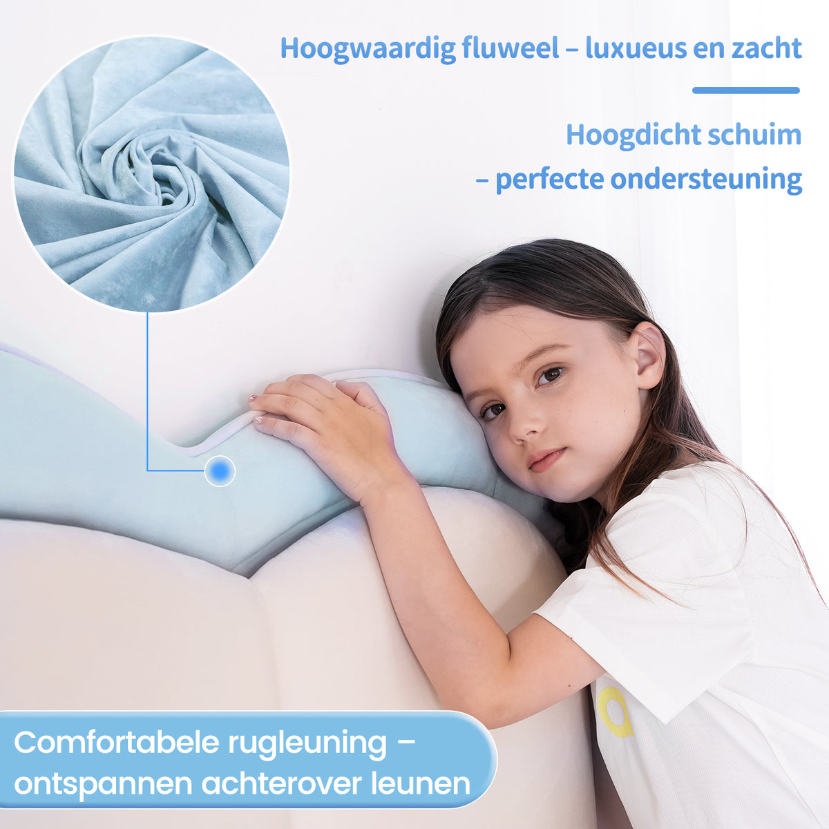 Blue & Pink Cloud-Shaped Floating Kids Bed with LED Music Light