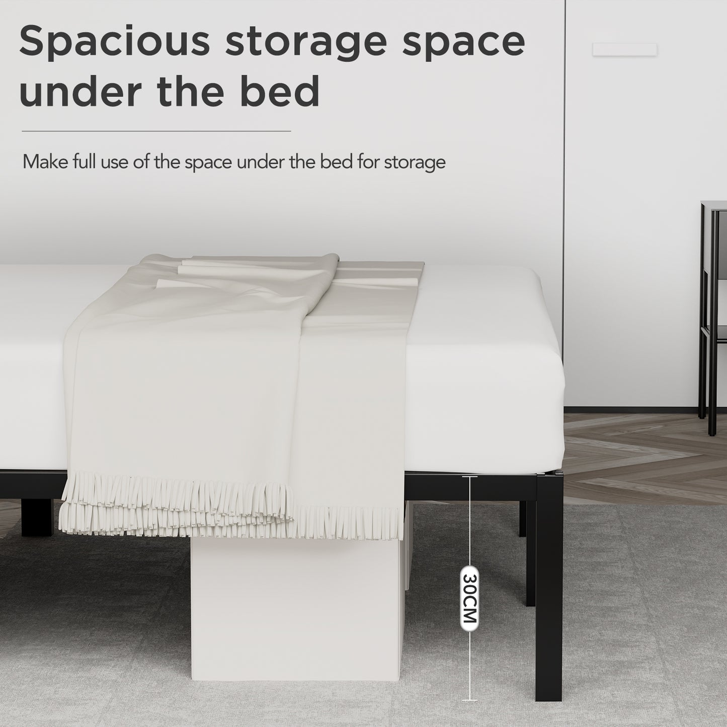 HOMAVO Metal Bed Frame, Minimalist Design, Sturdy, Quiet, Anti-Slip,Tool-Free Assembly, Durable and Rust-Resistant