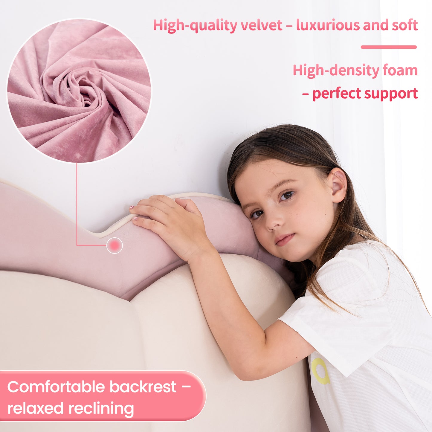 HOMAVO Kids Bed, Floating Bed, Prince/Princess Dream Bed, Cloud-Shaped Bed, LED Music Light, Sturdy Frame