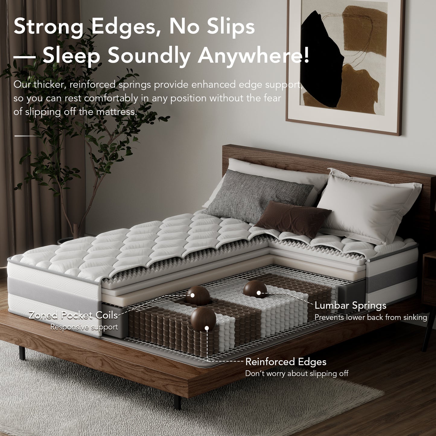HOMAVO Pocket spring mattress, 7-zone spring mattress, Luxury mattress
