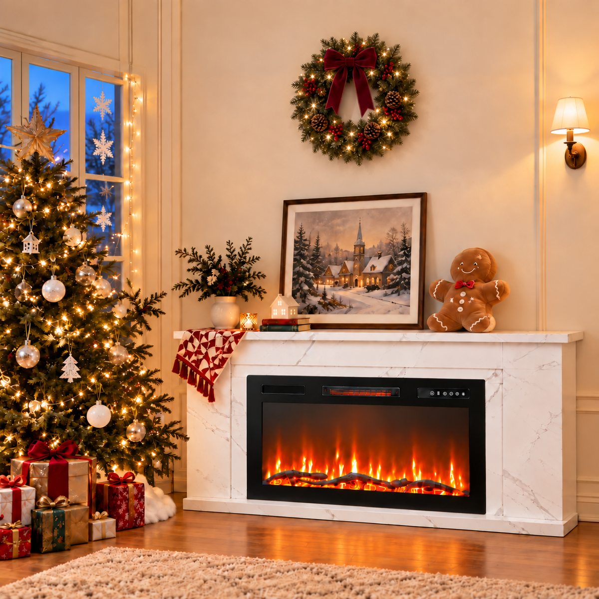 Electric Fireplace Cabinet with Remote Control — 14″ to 50″