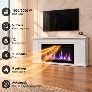 Electric Fireplace Cabinet with Remote Control — 14″ to 50″