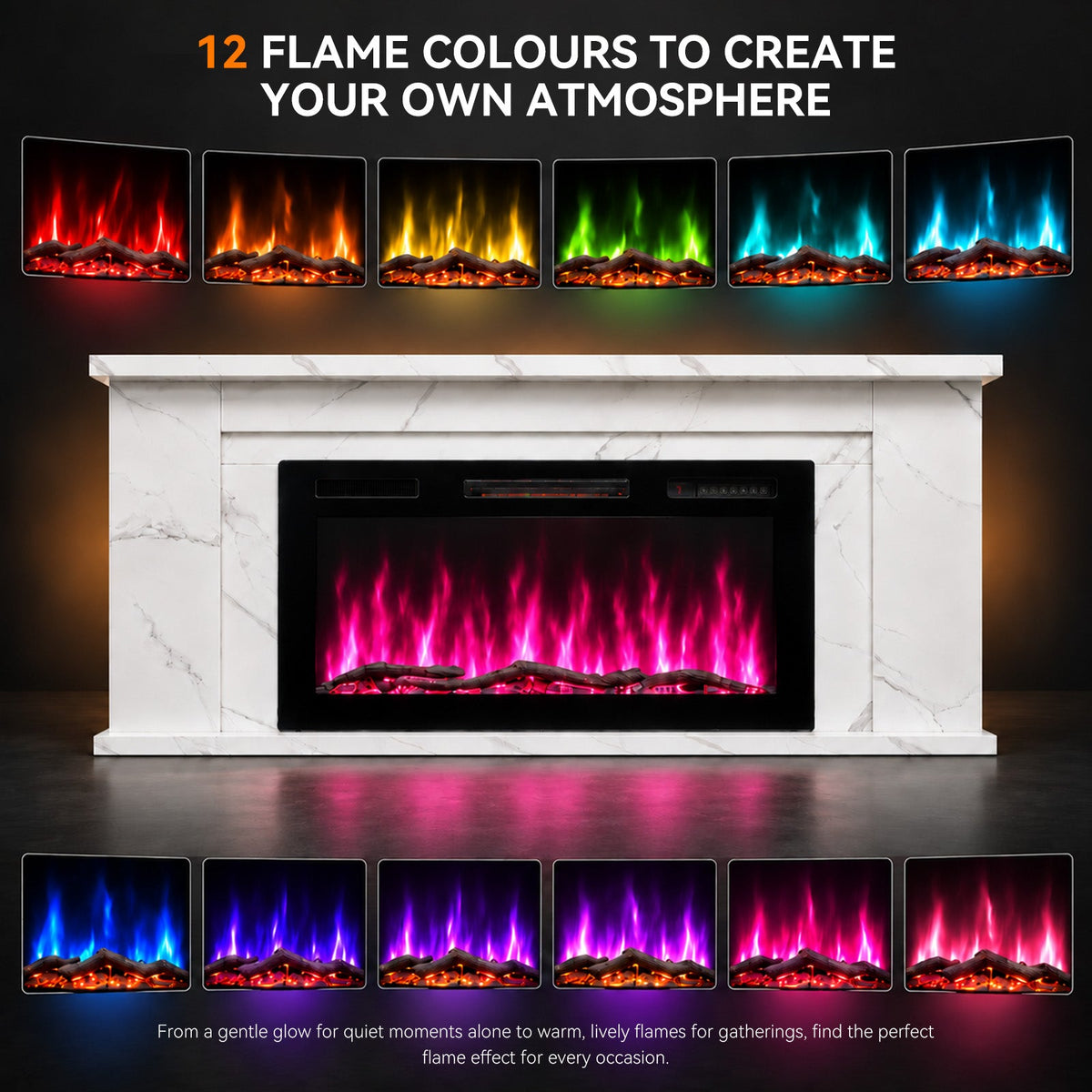 HOMAVO 36 in white app cabinet electric fireplace - image 9