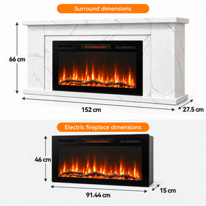Electric Fireplace Cabinet with Remote Control — 14″ to 50″