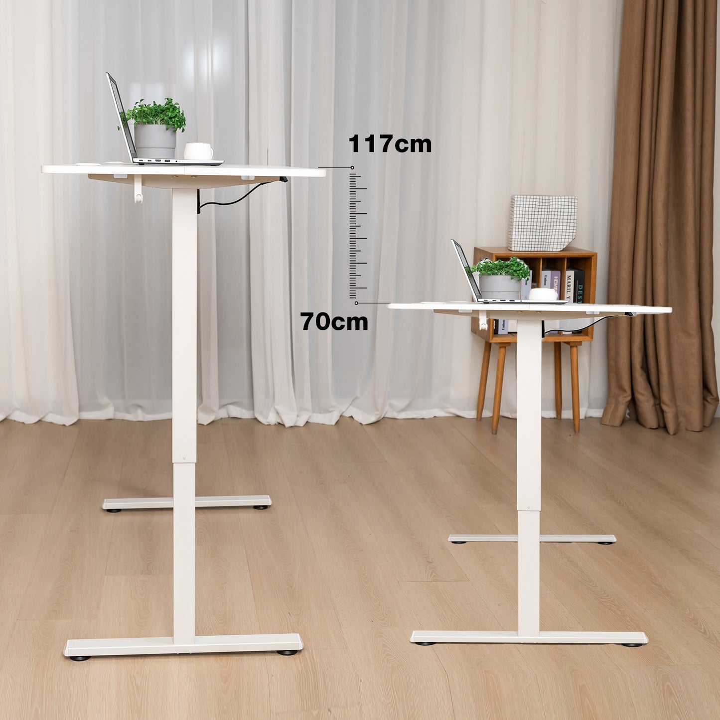 Sit-Stand Desk, Electrically Height-Adjustable Desk with Memory Function and Anti-Collision Technology, Sturdy and Durable, Quiet Motor, Height Range 70–117 cm