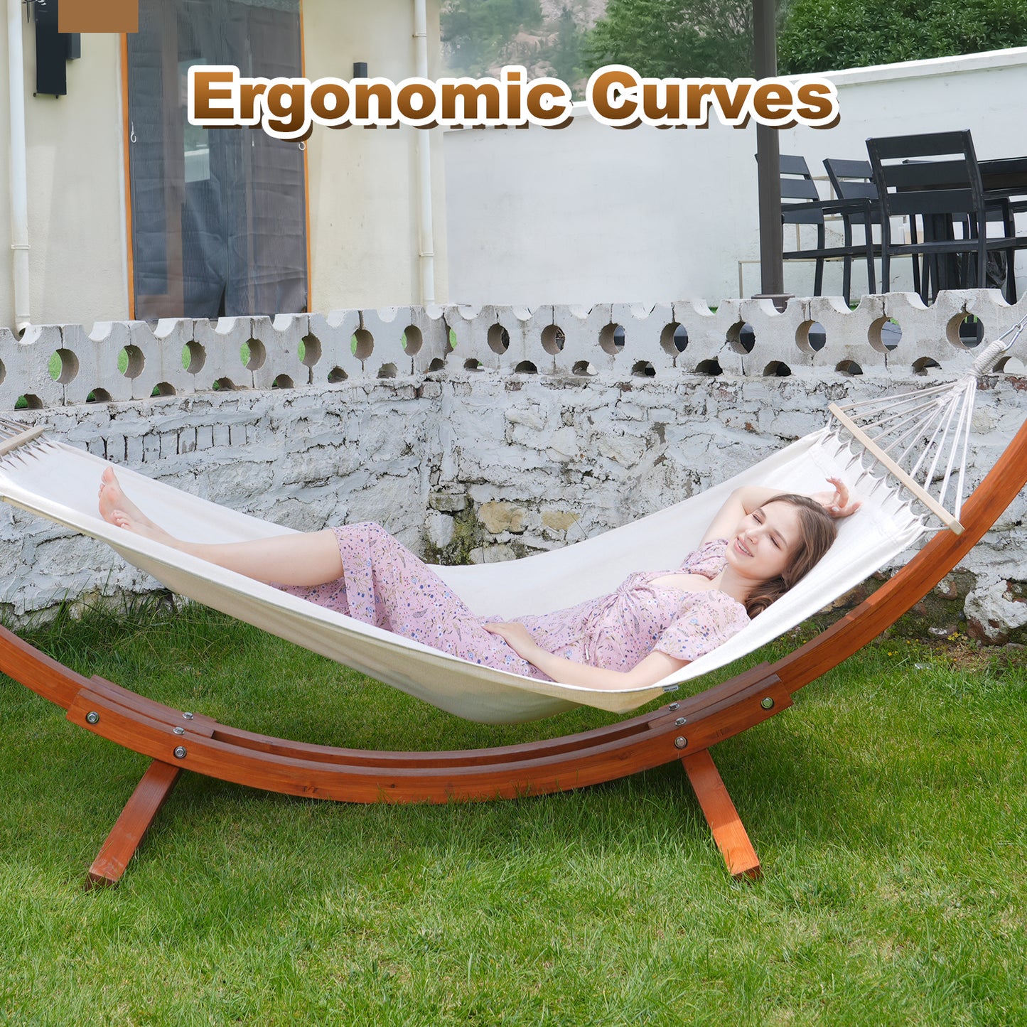 HOMAVO Hammock with Frame, With 2 Hammocks, 200kg Load Capacity, Dimensions: 320x120x120 cm