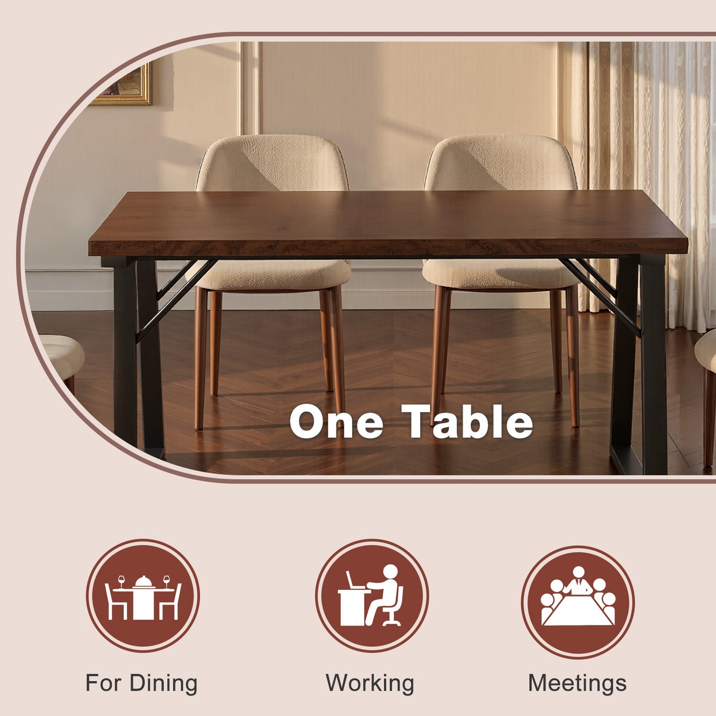 HOMAVO Modern Dining Table – Stylish & Durable Table for 4-6 People, 120×60 or 140×80×75 cm