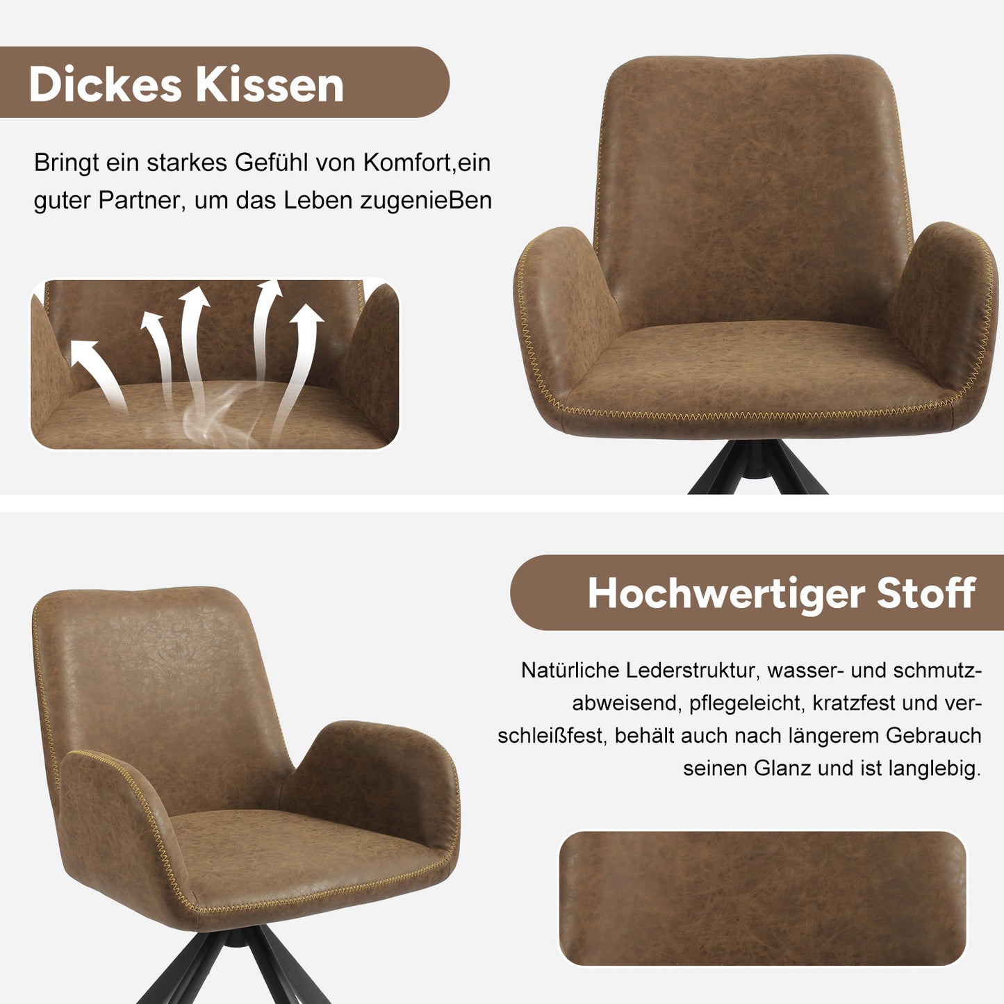 HOMAVO 2-Pack Modern Chairs – Comfortable, Wide Seat & Easy to Assemble