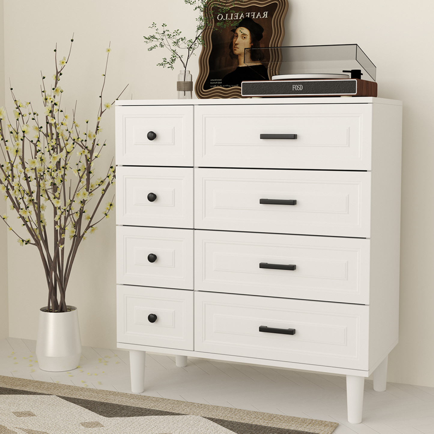 HOMAVO Modern Dresser 74×90 cm – 8 Spacious Drawers Storage Cabinet with Durable Melamine Surface