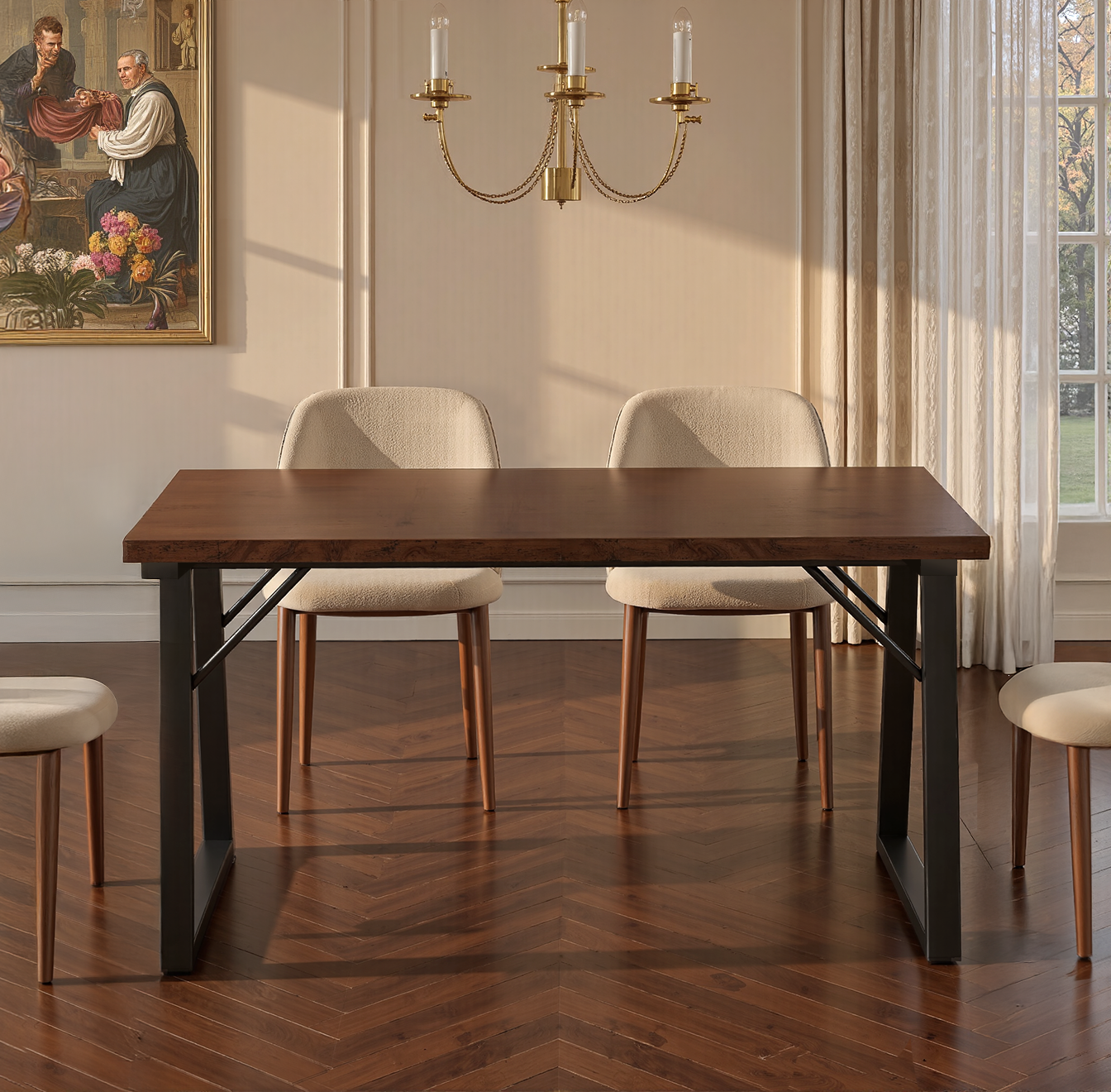 HOMAVO Modern Dining Table – Stylish & Durable Table for 4-6 People, 120×60 or 140×80×75 cm