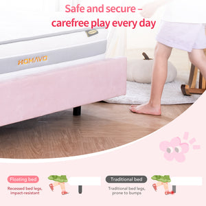 Blue & Pink Cloud-Shaped Floating Kids Bed with LED Music Light