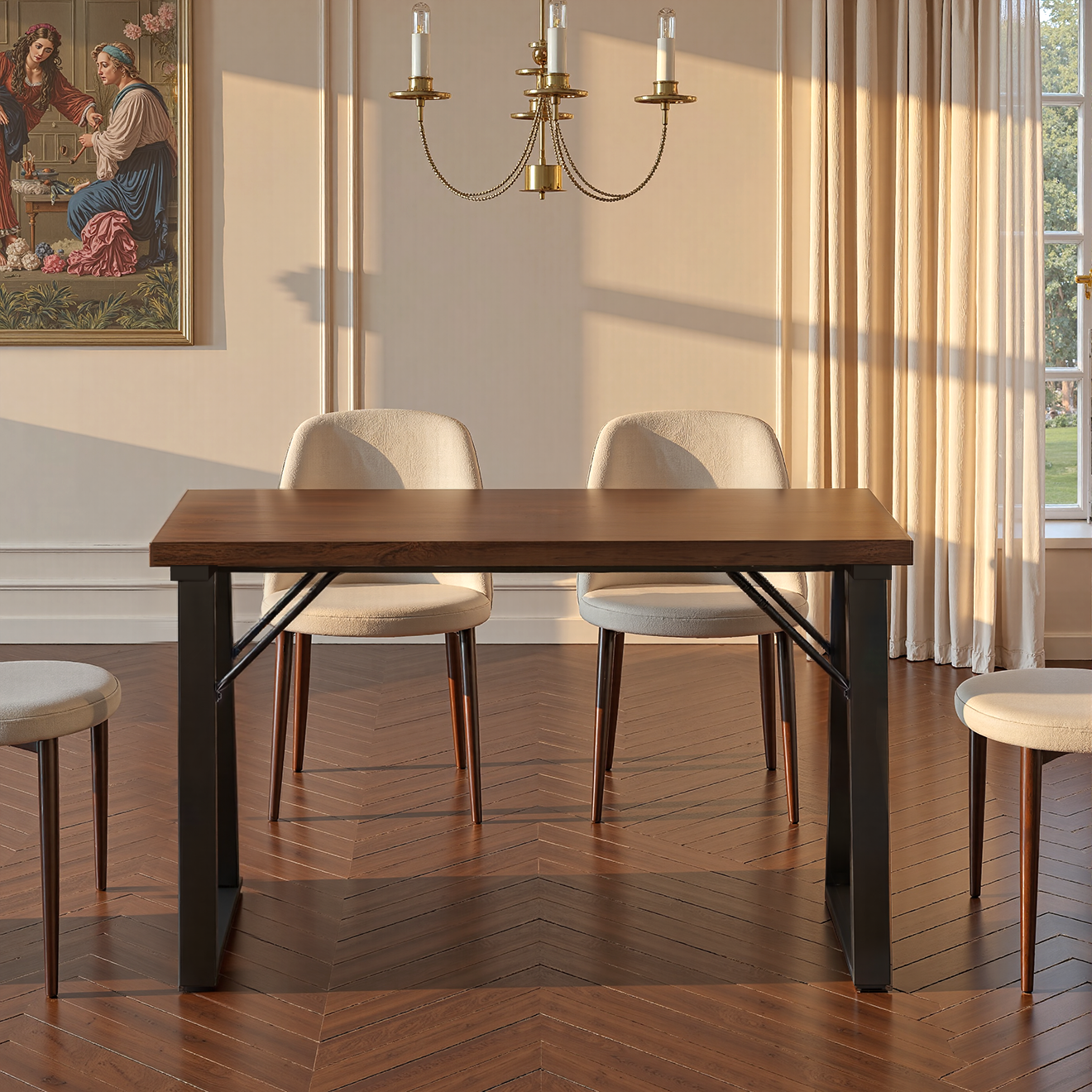 HOMAVO Modern Dining Table – Stylish & Durable Table for 4-6 People, 120×60 or 140×80×75 cm