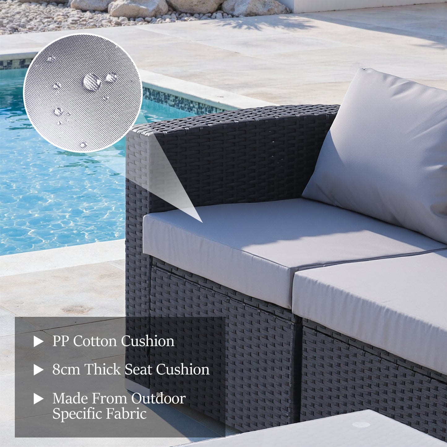 HOMAVO 7 Pieces Outdoor Patio Furniture Set, Coffee Table and Storage Box, with Waterproof Cover