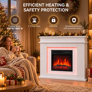 Electric Fireplace Cabinet with Remote Control — 14″ to 50″