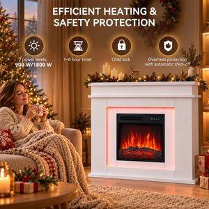 HOMAVO 18 in white LED mantel electric fireplace - image 5