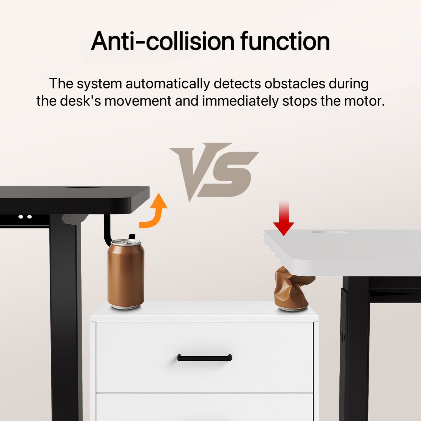 Sit-Stand Desk, Electrically Height-Adjustable Desk with Memory Function and Anti-Collision Technology, Sturdy and Durable, Quiet Motor, Height Range 70–117 cm