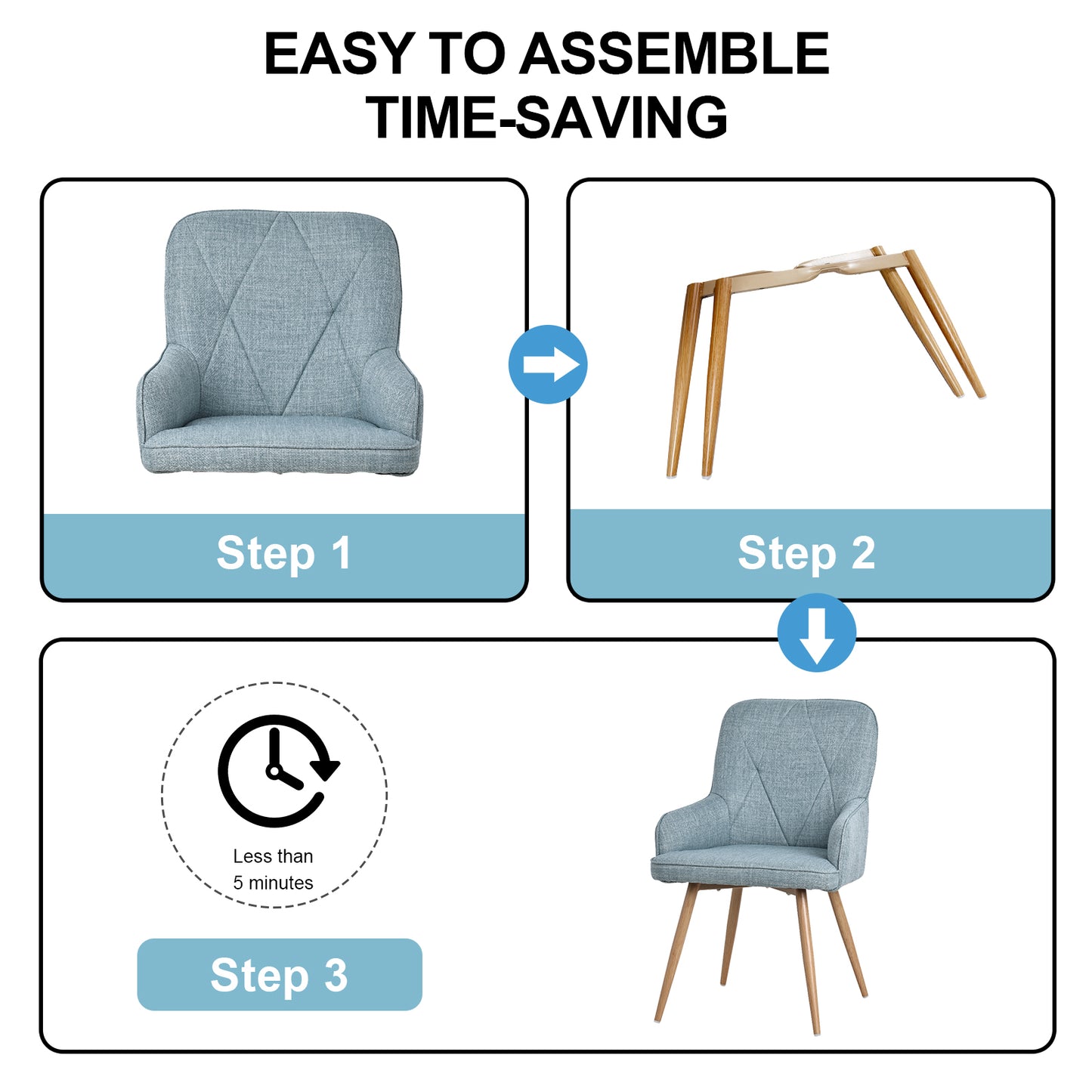 HOMAVO Set of 2 Modern Dining, Living Room & Office Chairs – Ergonomic & Durable Seating