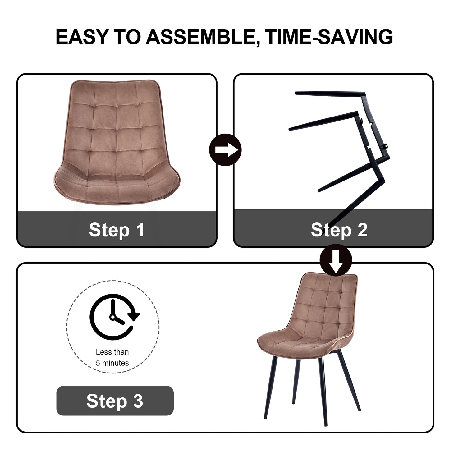 HOMAVO Set of 2 Modern Ergonomic Dining Chairs – Comfortable 47×43 cm Seat for Dining Room, Living Room & Office