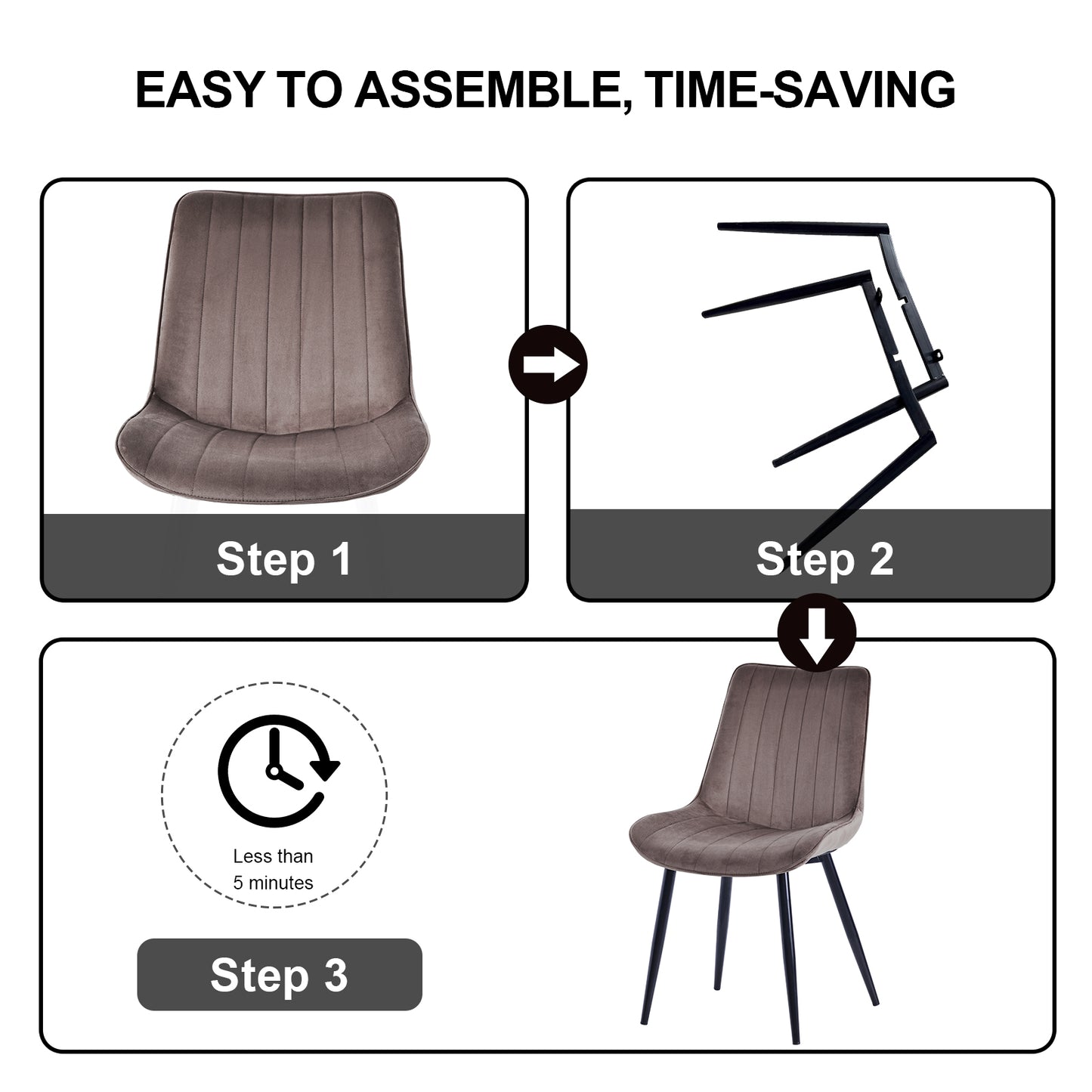 HOMAVO Set of 2 Modern Dining Chairs – Ergonomic Upholstered Chairs for Dining Room, Living Room, or Office (Seat 47×43 cm)