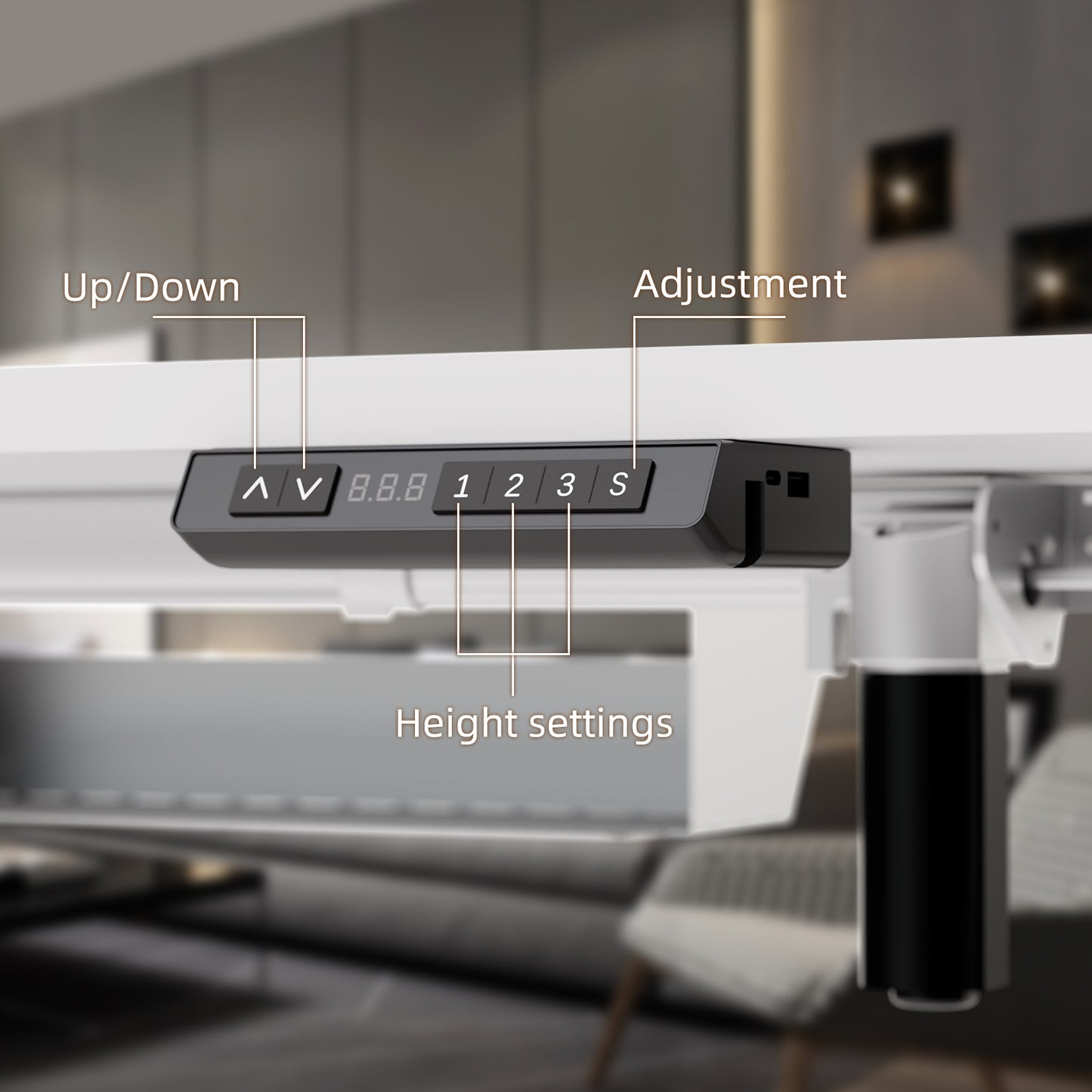 Height-Adjustable Sit-Stand Desk with memory Function and Anti-Collision, USB-A and Type-C Ports, Adjustable Height 70-119cm, Home Office Computer Desk
