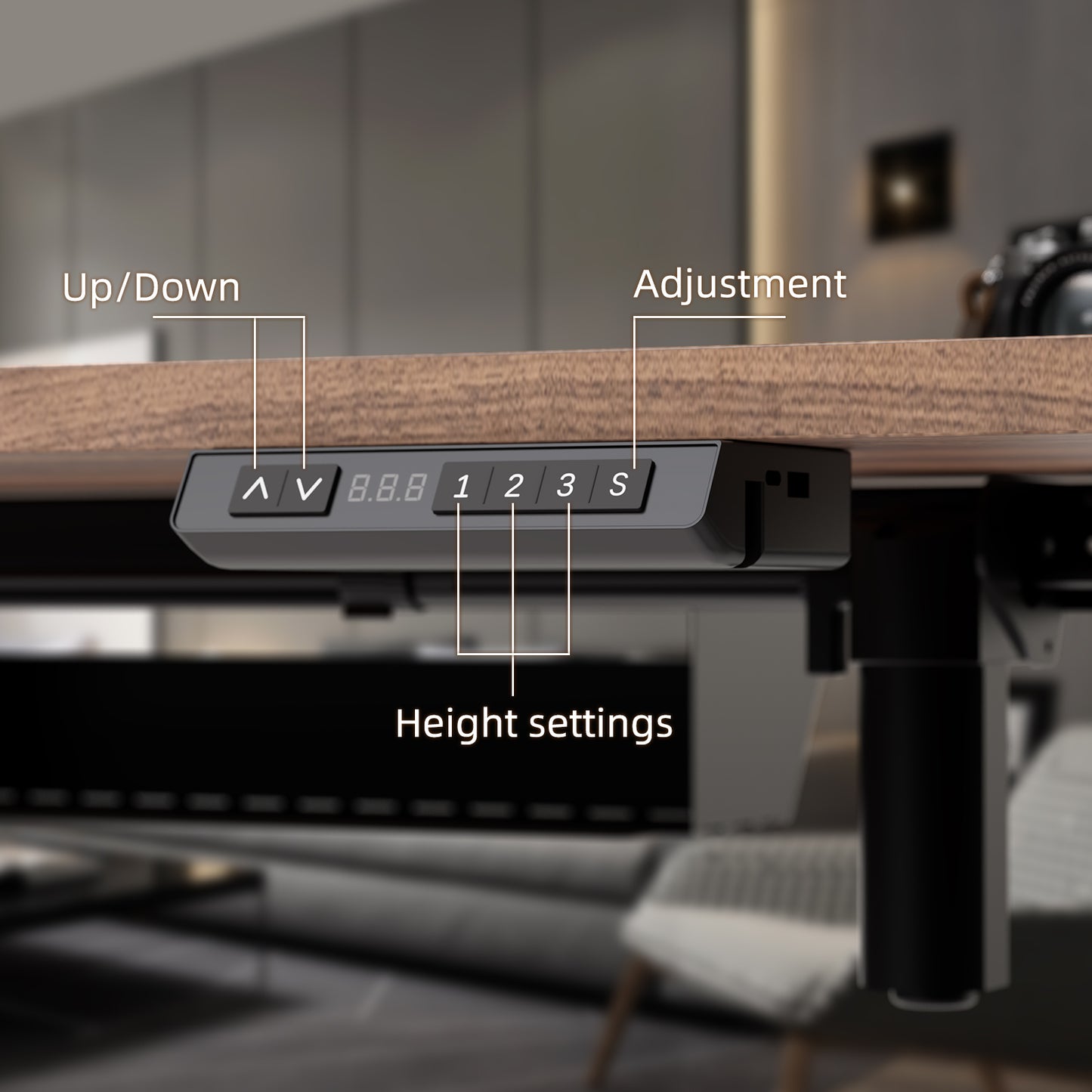 Height-Adjustable Sit-Stand Desk with memory Function and Anti-Collision, USB-A and Type-C Ports, Adjustable Height 69-120cm, Home Office Computer Desk